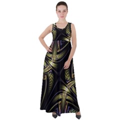 Fractal Texture Pattern Empire Waist Velour Maxi Dress