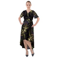 Fractal Texture Pattern Front Wrap High Low Dress