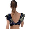 Fractal Texture Pattern Plunge Frill Sleeve Bikini Top View2