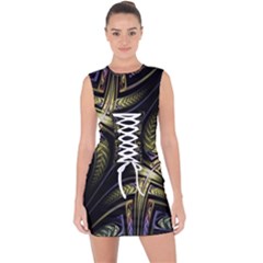 Fractal Texture Pattern Lace Up Front Bodycon Dress