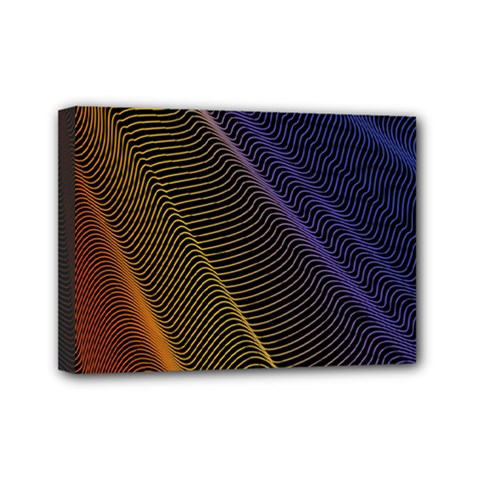 Rainbow Waves Mesh Colorful 3d Mini Canvas 7  X 5  (stretched) by HermanTelo