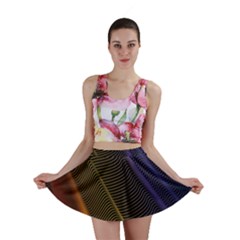 Rainbow Waves Mesh Colorful 3d Mini Skirt by HermanTelo