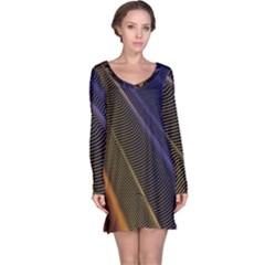 Rainbow Waves Mesh Colorful 3d Long Sleeve Nightdress