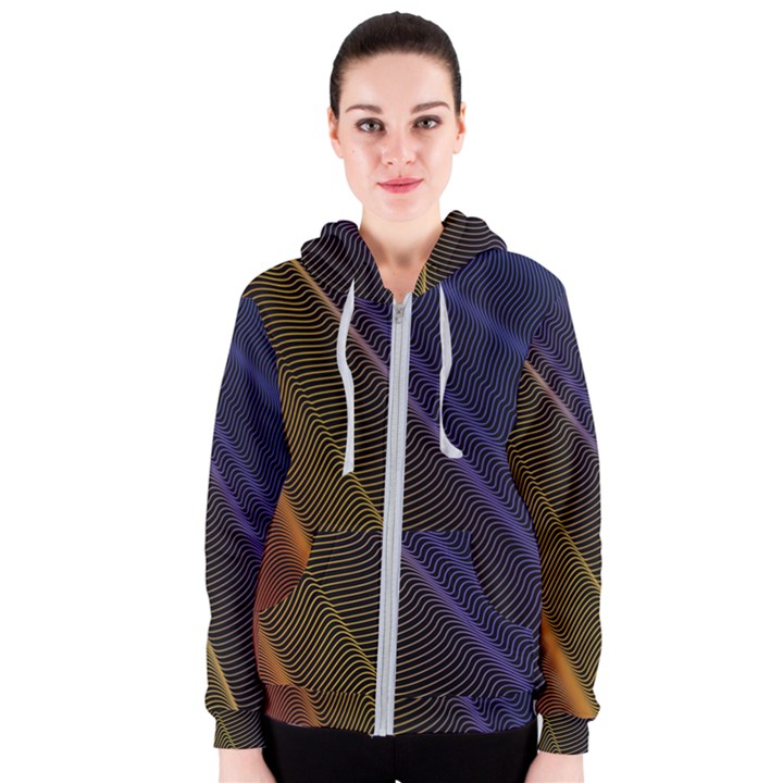 Rainbow Waves Mesh Colorful 3d Women s Zipper Hoodie