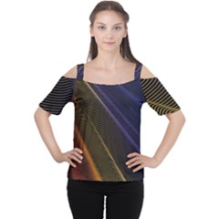 Rainbow Waves Mesh Colorful 3d Cutout Shoulder Tee