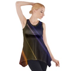 Rainbow Waves Mesh Colorful 3d Side Drop Tank Tunic