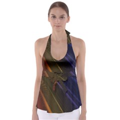 Rainbow Waves Mesh Colorful 3d Babydoll Tankini Top