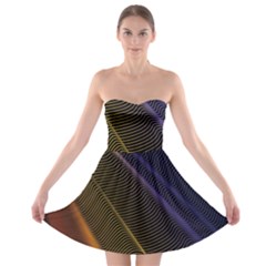 Rainbow Waves Mesh Colorful 3d Strapless Bra Top Dress by HermanTelo