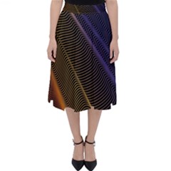 Rainbow Waves Mesh Colorful 3d Classic Midi Skirt by HermanTelo