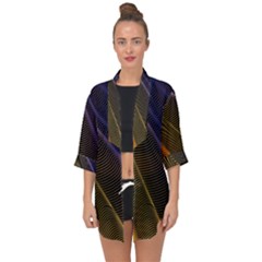 Rainbow Waves Mesh Colorful 3d Open Front Chiffon Kimono by HermanTelo