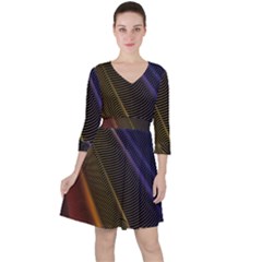 Rainbow Waves Mesh Colorful 3d Ruffle Dress