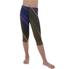 Rainbow Waves Mesh Colorful 3d Kids  Lightweight Velour Capri Leggings 