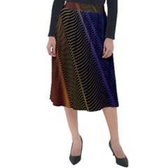 Rainbow Waves Mesh Colorful 3d Classic Velour Midi Skirt 