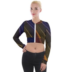 Rainbow Waves Mesh Colorful 3d Long Sleeve Cropped Velvet Jacket