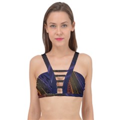 Rainbow Waves Mesh Colorful 3d Cage Up Bikini Top