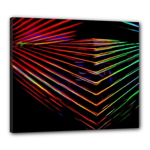 Abstract Neon Background Light Canvas 24  X 20  (stretched) by HermanTelo