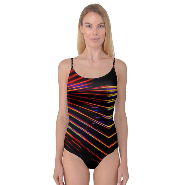 Abstract Neon Background Light Camisole Leotard 