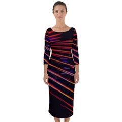 Abstract Neon Background Light Quarter Sleeve Midi Bodycon Dress by HermanTelo