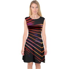 Abstract Neon Background Light Capsleeve Midi Dress