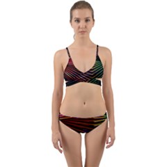 Abstract Neon Background Light Wrap Around Bikini Set