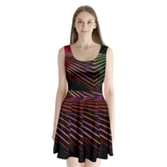 Abstract Neon Background Light Split Back Mini Dress  by HermanTelo