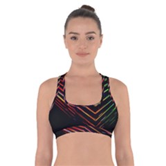 Abstract Neon Background Light Cross Back Sports Bra