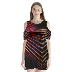 Abstract Neon Background Light Shoulder Cutout Velvet One Piece by HermanTelo