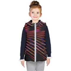 Abstract Neon Background Light Kids  Hooded Puffer Vest by HermanTelo