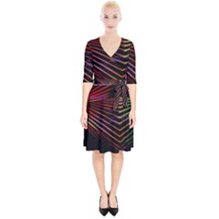 Abstract Neon Background Light Wrap Up Cocktail Dress