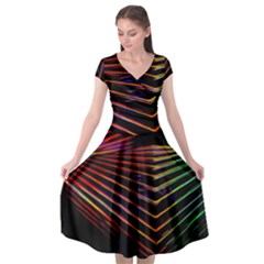 Abstract Neon Background Light Cap Sleeve Wrap Front Dress by HermanTelo