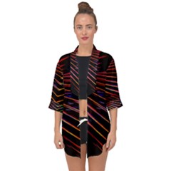 Abstract Neon Background Light Open Front Chiffon Kimono