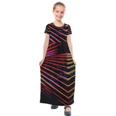 Abstract Neon Background Light Kids  Short Sleeve Maxi Dress by HermanTelo