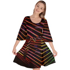 Abstract Neon Background Light Velour Kimono Dress