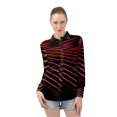 Abstract Neon Background Light Long Sleeve Chiffon Shirt