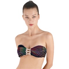 Abstract Neon Background Light Twist Bandeau Bikini Top