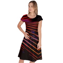 Abstract Neon Background Light Classic Short Sleeve Dress