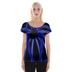 Light Effect Blue Bright Design Cap Sleeve Top