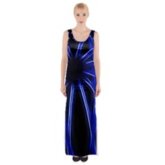 Light Effect Blue Bright Design Thigh Split Maxi Dress