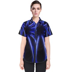 Light Effect Blue Bright Design Women s Short Sleeve Shirt