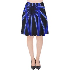 Light Effect Blue Bright Design Velvet High Waist Skirt