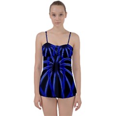 Light Effect Blue Bright Design Babydoll Tankini Set