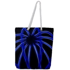 Light Effect Blue Bright Design Full Print Rope Handle Tote (large)