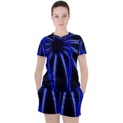 Light Effect Blue Bright Design Women s Tee And Shorts Set