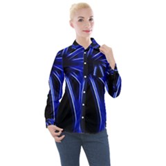 Light Effect Blue Bright Design Women s Long Sleeve Pocket Shirt