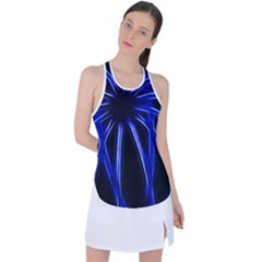 Light Effect Blue Bright Design Racer Back Mesh Tank Top