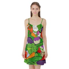 Vegetables Bell Pepper Broccoli Satin Night Slip by HermanTelo