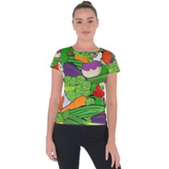 Vegetables Bell Pepper Broccoli Short Sleeve Sports Top  by HermanTelo