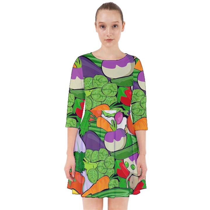 Vegetables Bell Pepper Broccoli Smock Dress