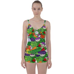 Vegetables Bell Pepper Broccoli Tie Front Two Piece Tankini by HermanTelo