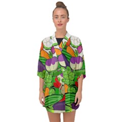 Vegetables Bell Pepper Broccoli Half Sleeve Chiffon Kimono by HermanTelo